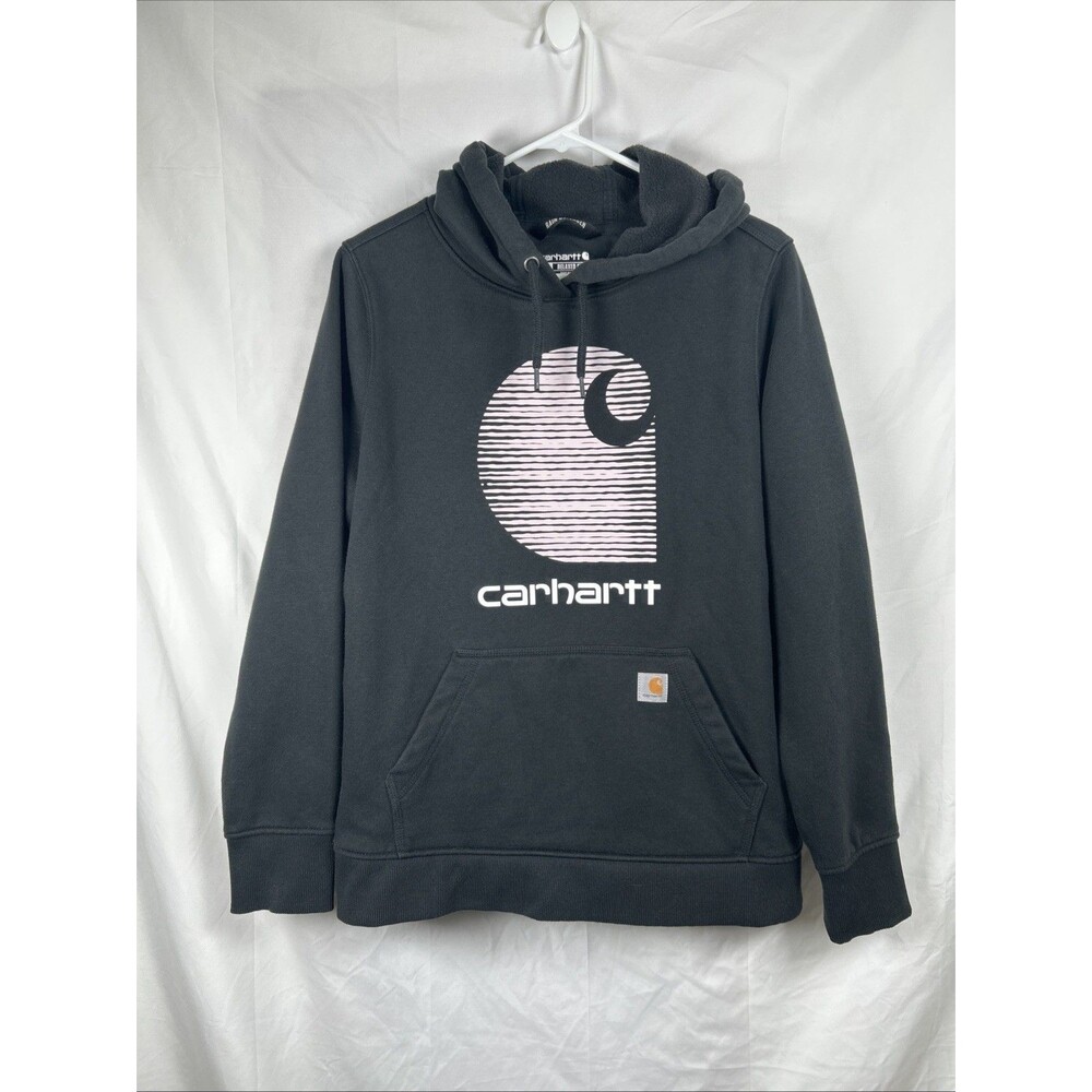 Carhartt Women's Large Rain Defender Hoodie Relaxed Fit Midweight Pink Logo